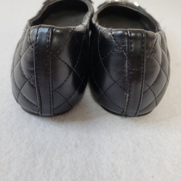 Black Quilted Guess Flats With G Logo & Rhinestones Women's Size 9M - Picture 3 of 7